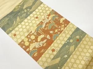 金彩松竹梅に鶴模様刺繍袋帯